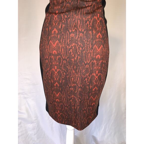 MNG Red Snake Print Color Block Pencil Dress Size S - Picture 8 of 12